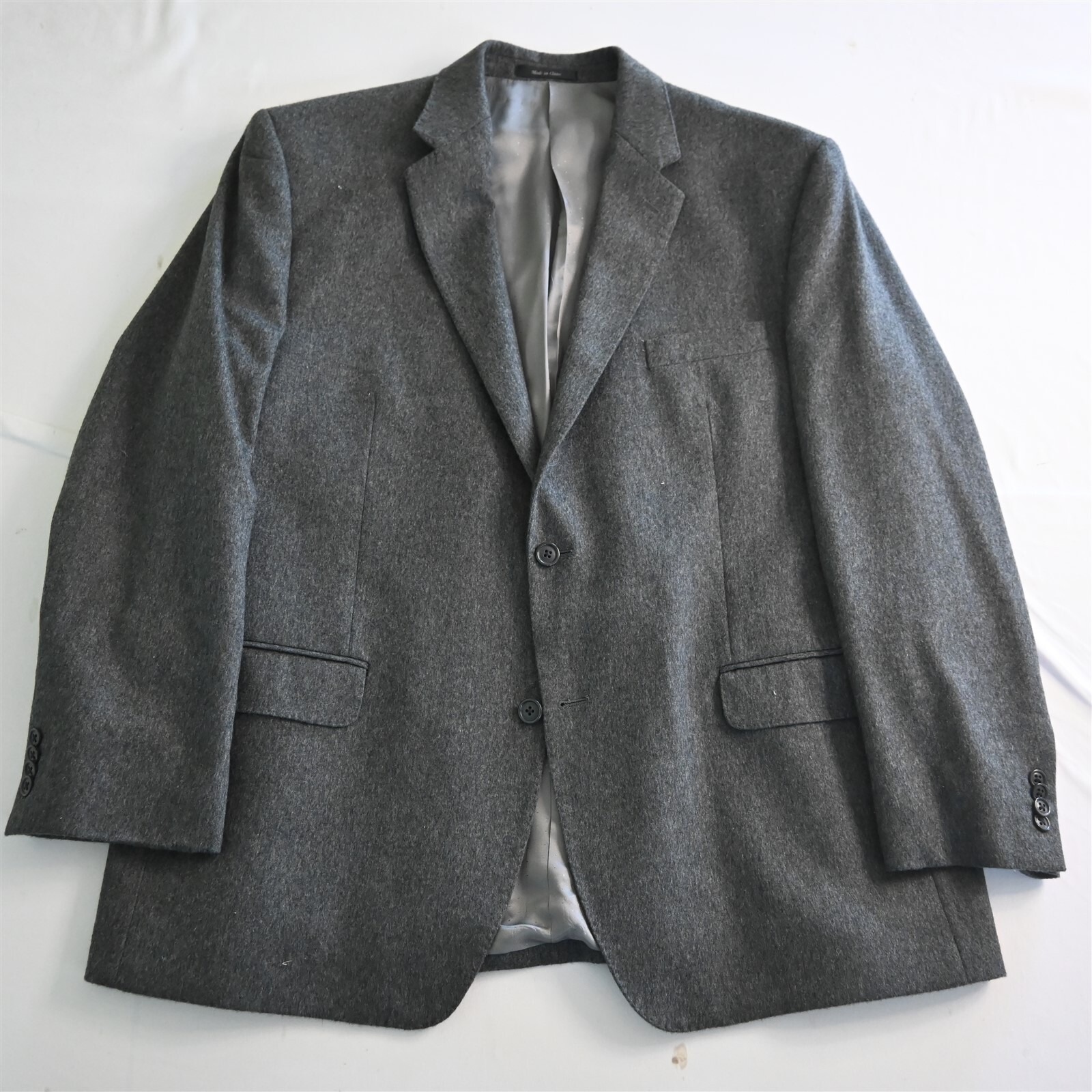 Calvin Klein 46r Gray 100% Cashmere Soft Flannel Mens Blazer Jacket Sport Coat